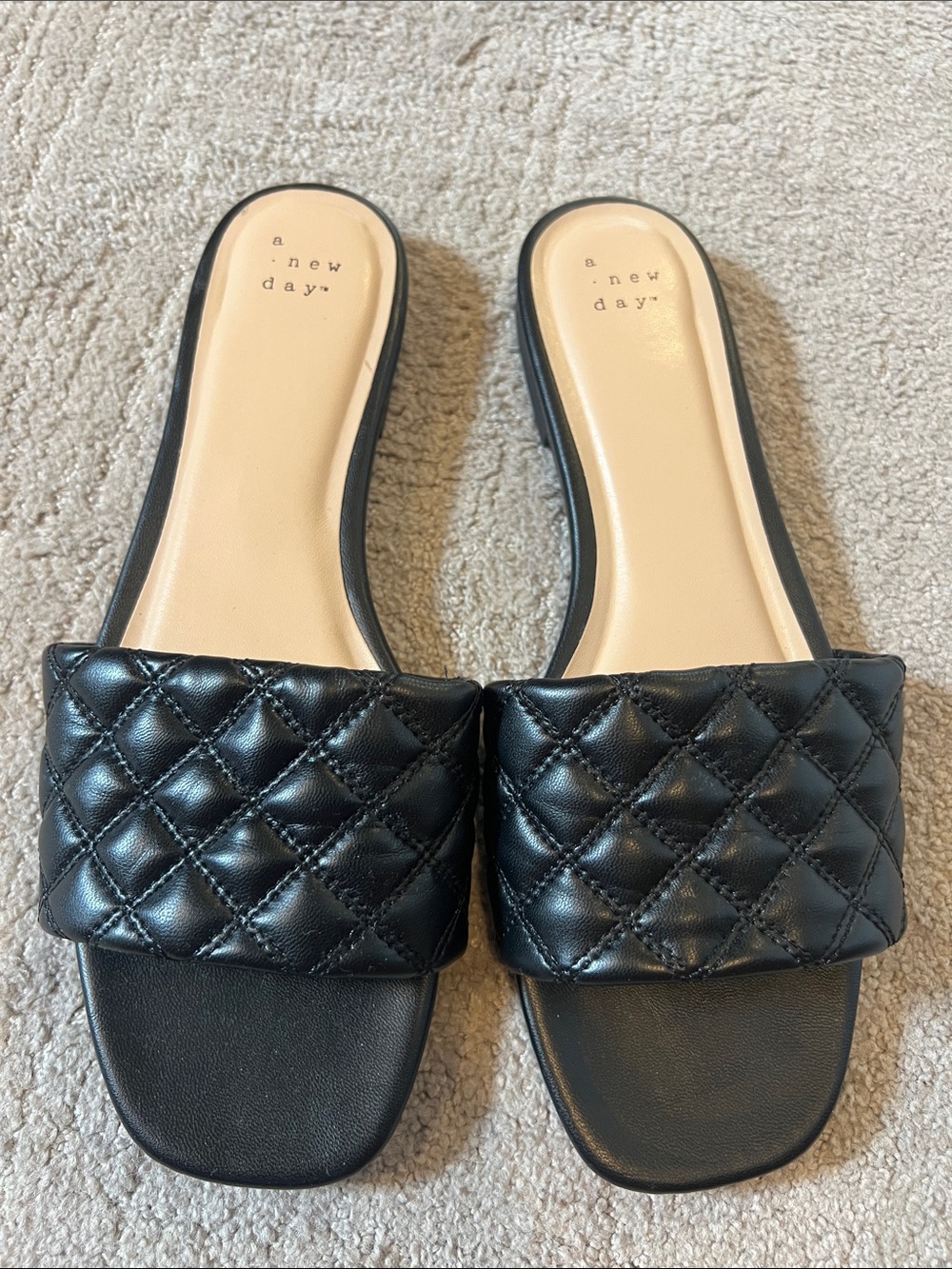 a new day Black Quilted Slide Mules